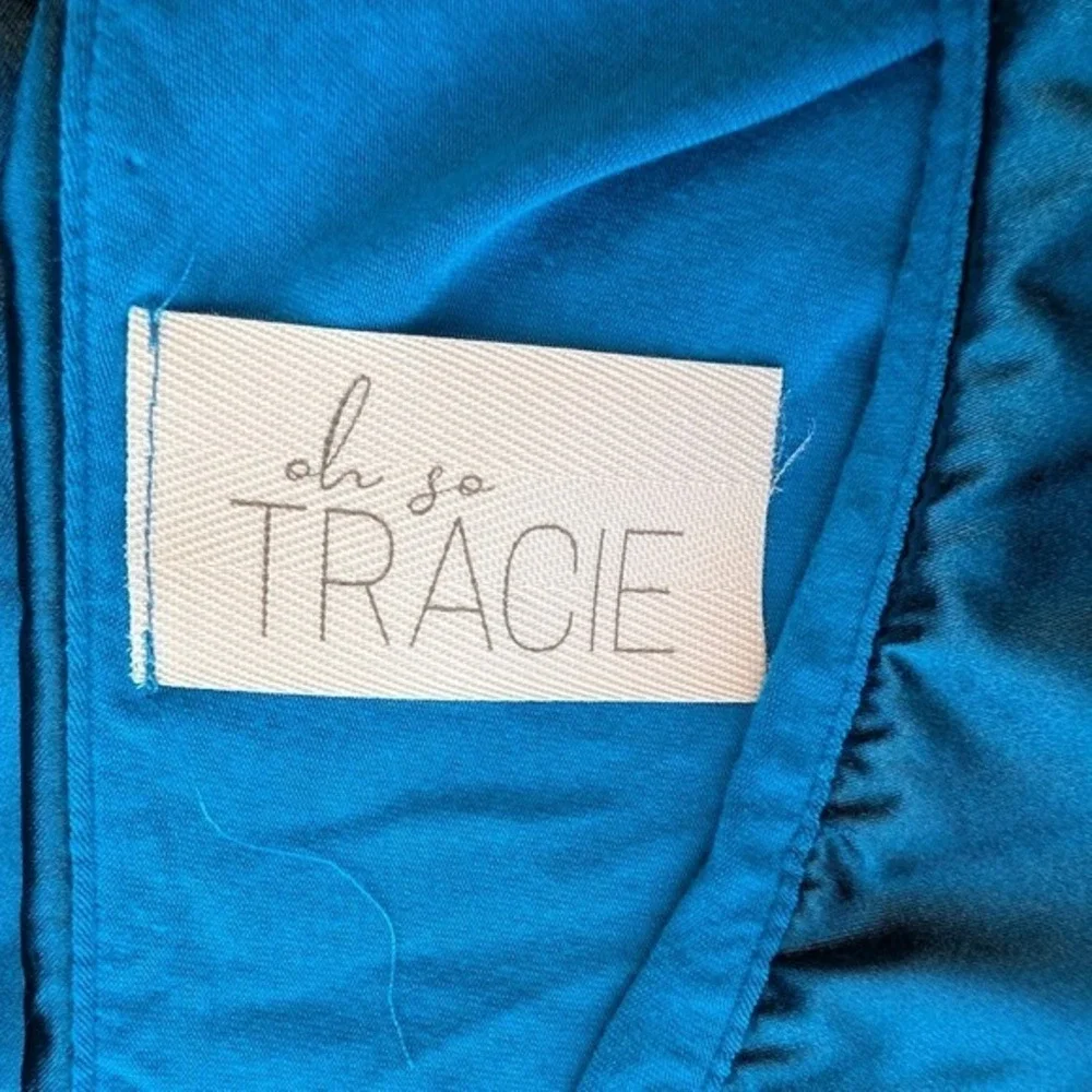 Oh So Tracie Swonke Teal Blue Satin High-Low Circle‎ Skirt One Size Made in USA